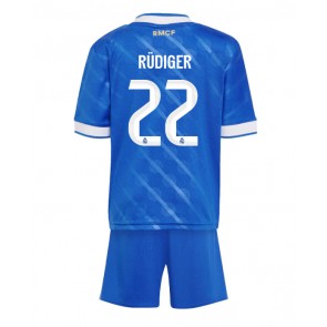 Lacne Dětský Futbalové dres Real Madrid Antonio Rudiger #22 2025-26 Krátky Rukáv - Tretina (+ trenírky)
